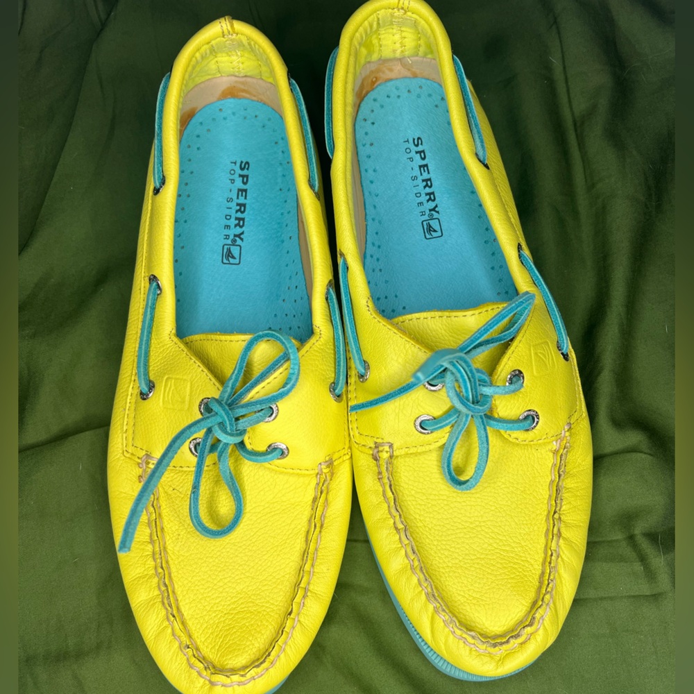 Chartreuse and seafoam Sperry Topsiders